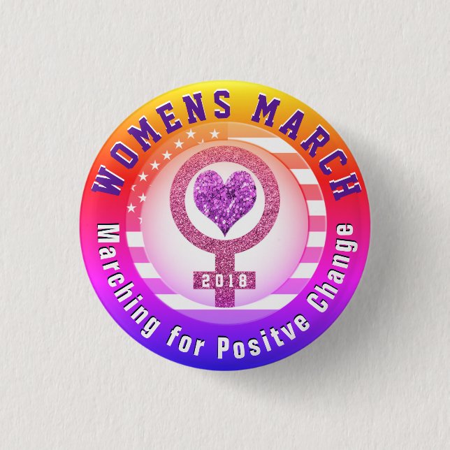 Womens March 3 Cm Round Badge (Front)