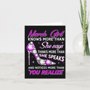 Womens March Girl Funny Facts Quote Knows More Card