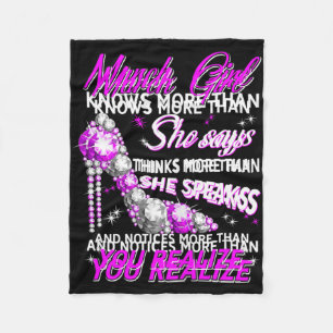 Womens March Girl Funny Facts Quote Knows More Fleece Blanket