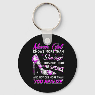 Womens March Girl Funny Facts Quote Knows More Key Ring