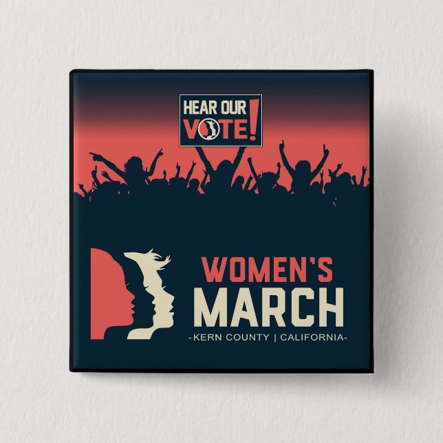 Women's March Kern Square Button (Front)