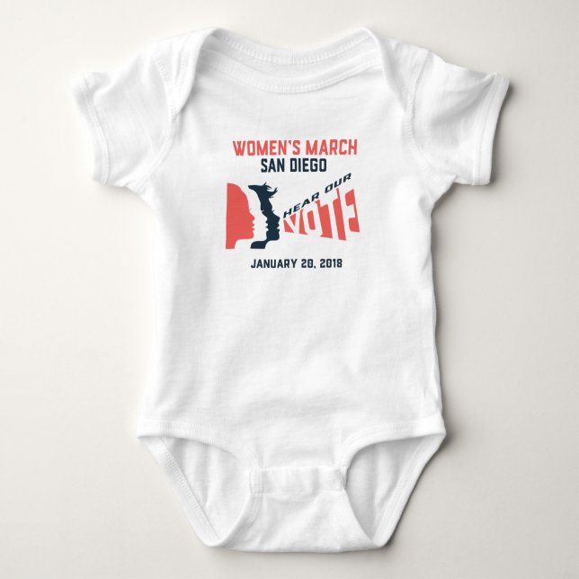 Women's March San Diego Official Baby Romper Bodysuit (Front)