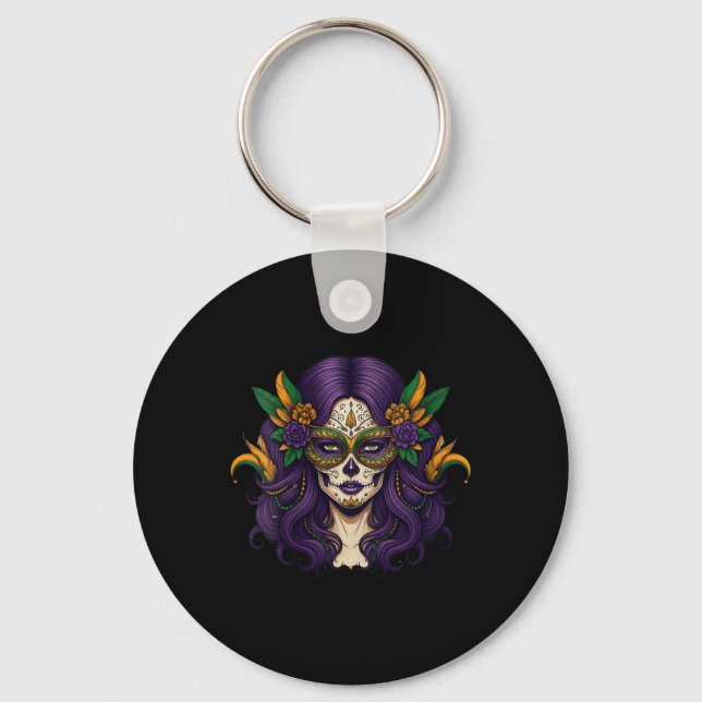 Womens Mardi Gras Costume Women Sugar Skull Carniv Key Ring (Front)