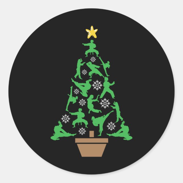 Women's Martial Arts - Girls Karate Christmas Tree Classic Round Sticker (Front)