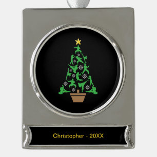 Women's Martial Arts - Girls Karate Christmas Tree Silver Plated Banner Ornament
