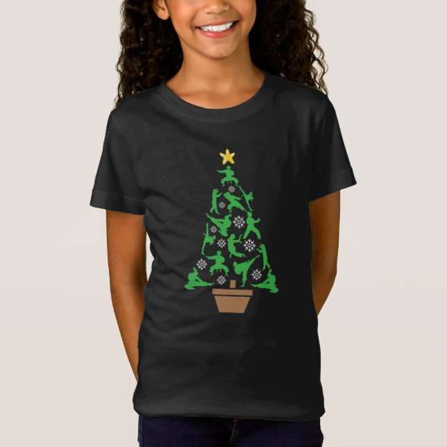 Women's Martial Arts - Girls Karate Christmas Tree T-Shirt (Front)