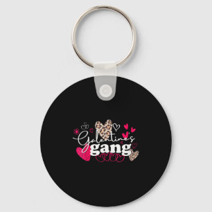 Womens Matching Valentines Day Galentines Gang Cut Key Ring