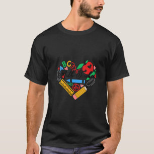 Womens Math Teacher Life Apple Pencil Heart Teache T-Shirt