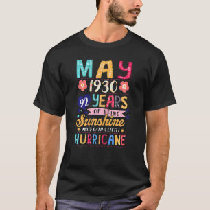 Womens May 1930 92 Years Of Being Awesome Floral B T-Shirt