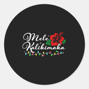 Womens Mele Kalikimaka Hibiscus Flower Hawaii Chri Classic Round Sticker