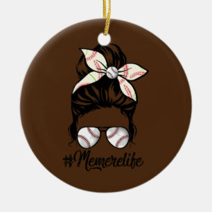 Womens Memere Life Softball Baseball Mother's Day Ceramic Tree Decoration