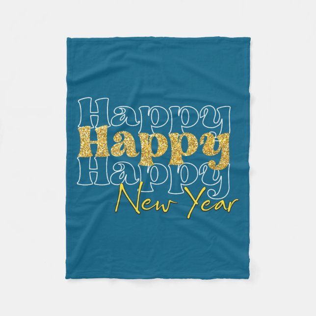 Womens Men New Years Eve Party Supplies Happy New  Fleece Blanket (Front)