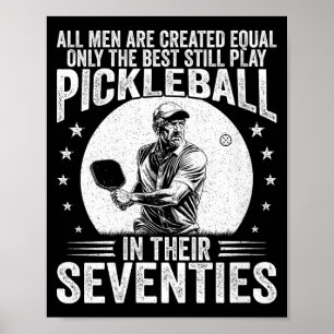 Womens men play pickle ball in seventies funny poster