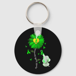 Womens Mental Health Awareness Cute Elephant Green Key Ring