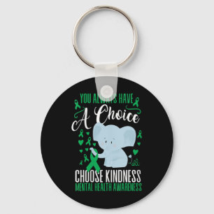 Womens Mental Health Awareness Shirt - Green Ribbo Key Ring