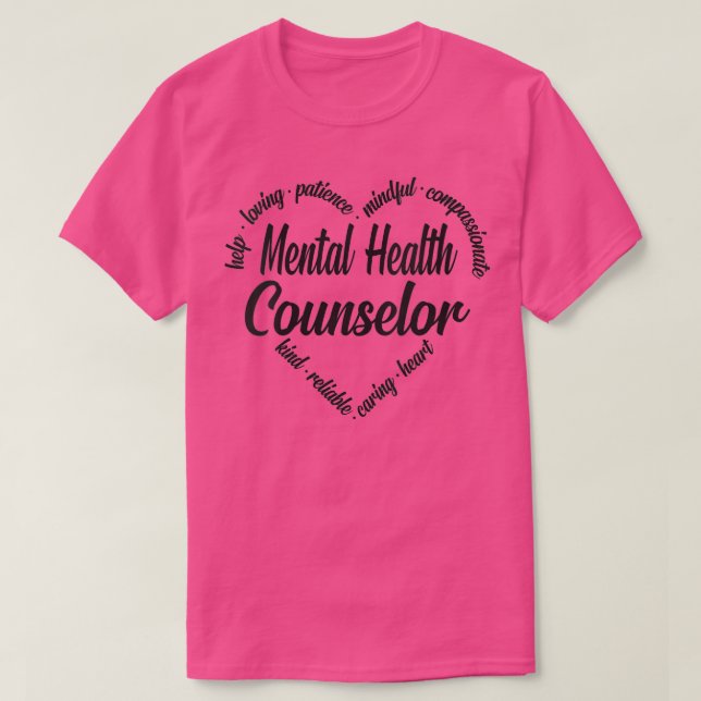 Womens Mental Health Counsellor Heart Word Cloud V T-Shirt (Design Front)