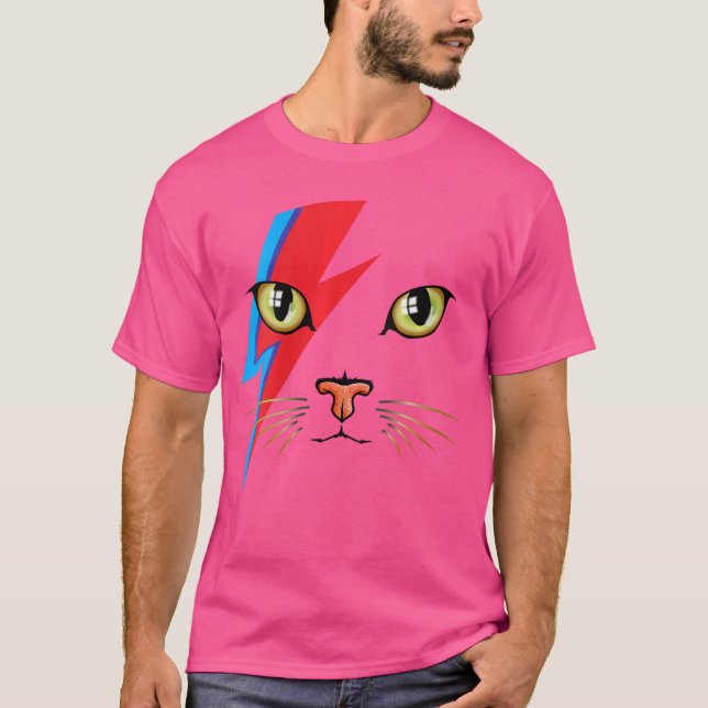 Womens Meowie Bowie Cat Retro Kitty Cat Funny Glam T-Shirt (Front)