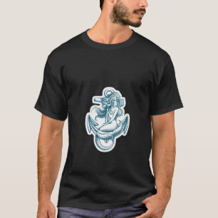 Womens Mermaid on the Anchor Ocean Life Scuba Fish T-Shirt