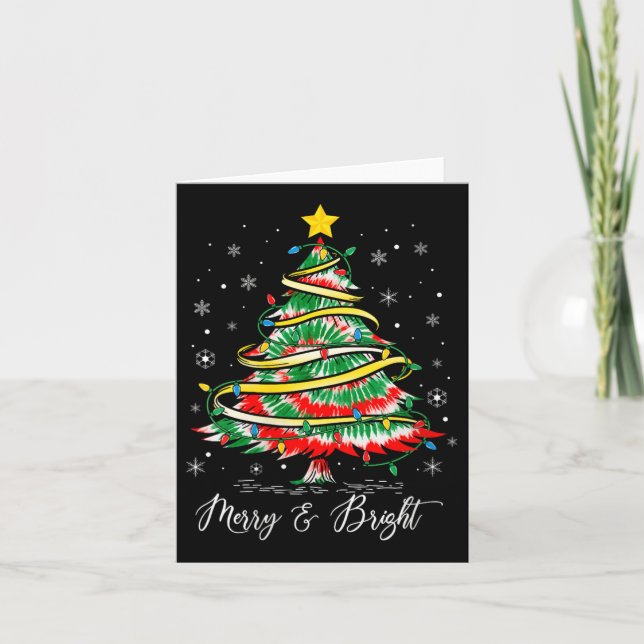 Womens Merry &amp; Bright Merry Christmas Tree Tie Card (Front)