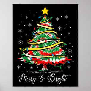 Womens Merry &amp; Bright Merry Christmas Tree Tie Poster