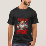 Womens Merry and Bright Happy Santa Christmas Ligh T-Shirt<br><div class="desc">Womens Merry and Bright Happy Santa Christmas Light Design V Neck</div>