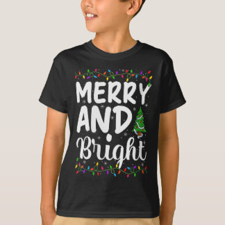 Womens Merry And Bright Xmas Lights Decor Holiday T-Shirt
