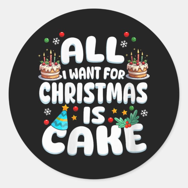 Womens Merry Birthday Christmas B-day X-mas Party  Classic Round Sticker (Front)