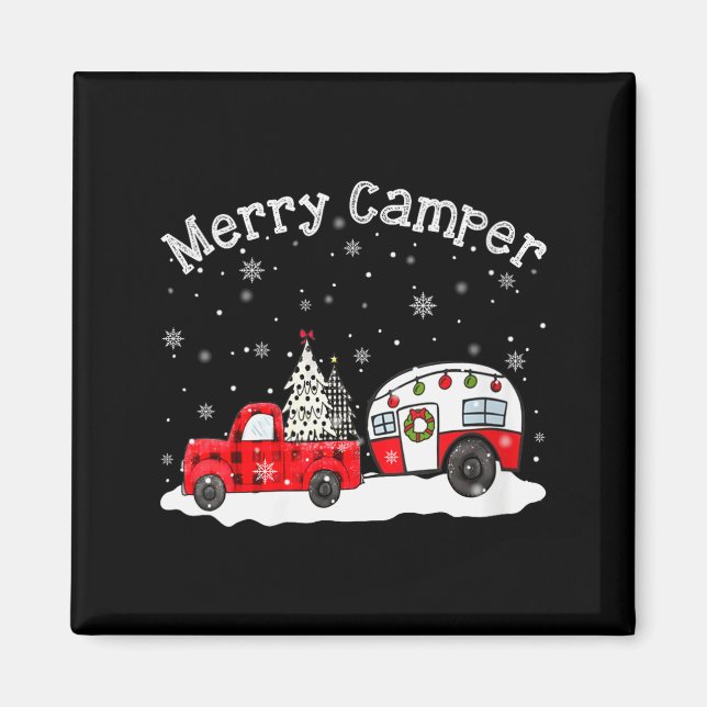 Womens Merry Camper Christmas Santa Claus Camng Re Magnet (Front)