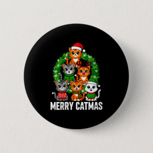 Womens Merry Catmas Funny Christmas Cat Mom Meowy 6 Cm Round Badge
