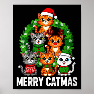 Womens Merry Catmas Funny Christmas Cat Mom Meowy Poster