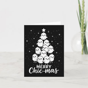 Womens Merry Chic-mas Cute Chicks Christmas Tree F Card