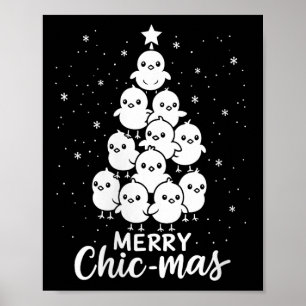 Womens Merry Chic-mas Cute Chicks Christmas Tree F Poster