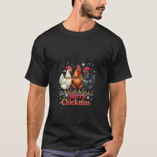 Womens Merry Chickmas Santa Hat Girl Chicken Lover T-Shirt