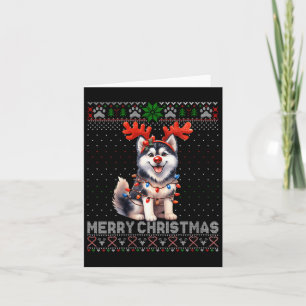 Womens Merry Christmas Alaskan Malamute Dog Lover  Card