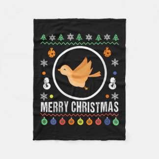 Womens Merry Christmas Bird Ugly Sweater Xmas Knit Fleece Blanket