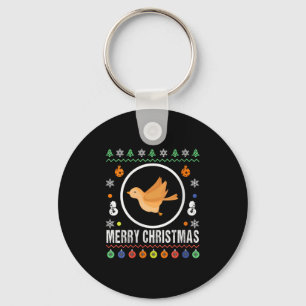 Womens Merry Christmas Bird Ugly Sweater Xmas Knit Key Ring