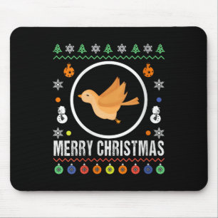 Womens Merry Christmas Bird Ugly Sweater Xmas Knit Mouse Pad