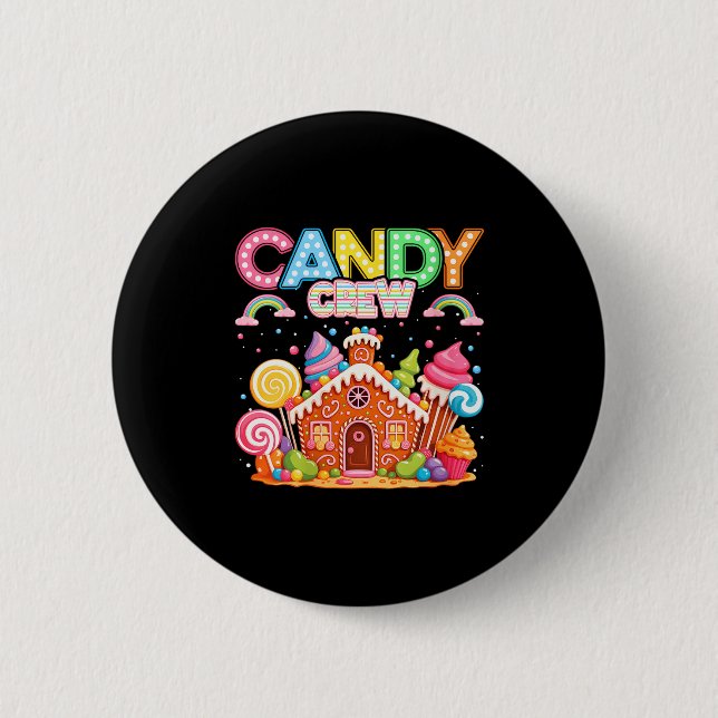 Womens Merry Christmas Candy Crew Squad Matching X 6 Cm Round Badge (Front)