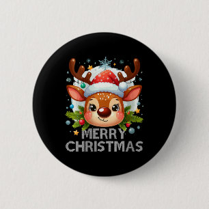 Womens Merry Christmas Cute Reindeer For Men Women 6 Cm Round Badge