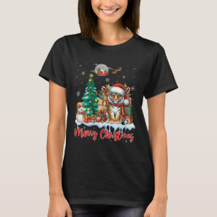 Womens Merry Christmas Cute Tiger Santa Hat Tiger T-Shirt