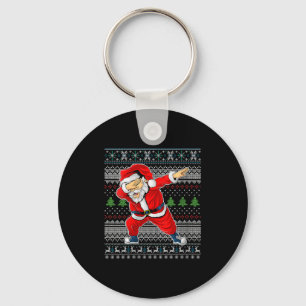 Womens Merry Christmas Dabbing Santa Claus Xmas Ho Key Ring
