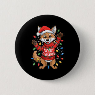 Womens Merry Christmas Fox Festive Woodland Winter 6 Cm Round Badge