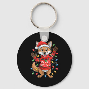 Womens Merry Christmas Fox Festive Woodland Winter Key Ring