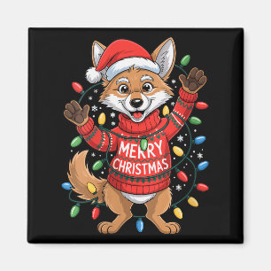 Womens Merry Christmas Fox Festive Woodland Winter Magnet