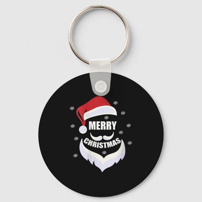 Womens Merry Christmas -fun Santa Claus Father Xma Key Ring (Front)