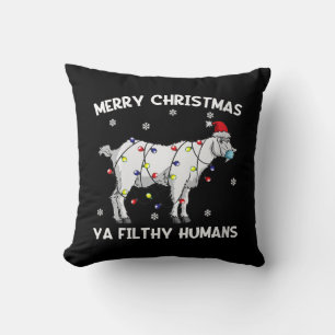 Womens Merry Christmas Goat Face Mask Goat Santa Cushion