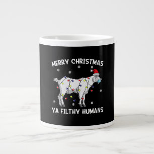 Womens Merry Christmas Goat Face Mask Goat Santa Large Coffee Mug