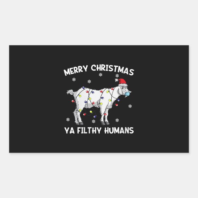 Womens Merry Christmas Goat Face Mask Goat Santa Rectangular Sticker (Front)