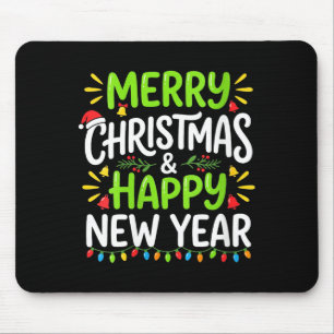 Womens Merry Christmas Lights Red Santa Hat And Ha Mouse Pad