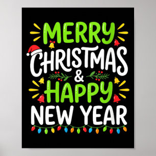 Womens Merry Christmas Lights Red Santa Hat And Ha Poster